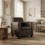 Leren fauteuil Joy - Hermes Caffe (donkerbruin) - Poten, Nieuw, Ophalen of Verzenden, Eigentijds, Klassiek, Modern, 50 tot 75 cm