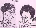 Spotprent met moeder en zoon in de bioscoop (lijst optie), Antiek en Kunst, Kunst | Litho's en Zeefdrukken, Verzenden