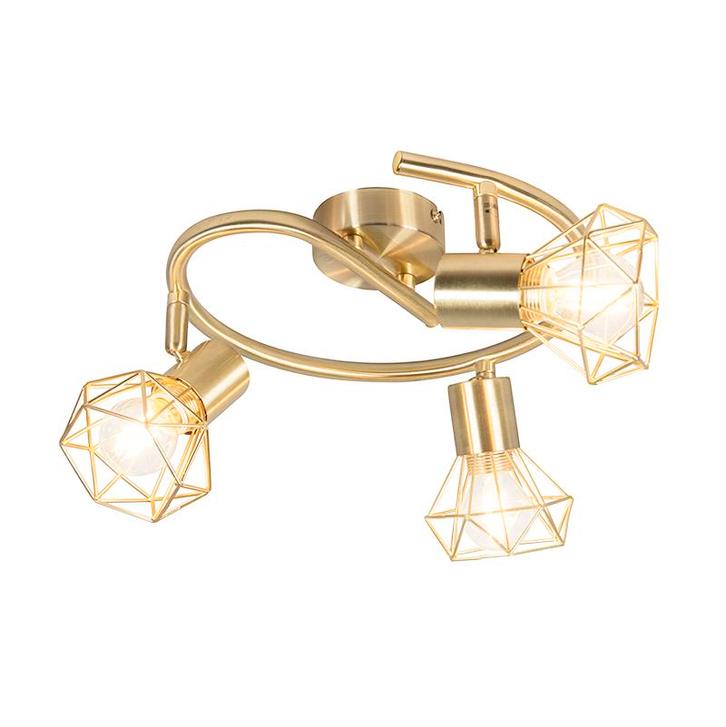 Art deco spot messing draai- en kantelbaar 3-lichts - Mosh, Huis en Inrichting, Lampen | Spots, Nieuw, Overige materialen