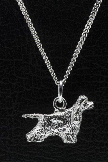 Zilveren Amerikaanse cocker spaniel met staart ketting ha..., Sieraden, Tassen en Uiterlijk, Kettinghangers, Verzenden