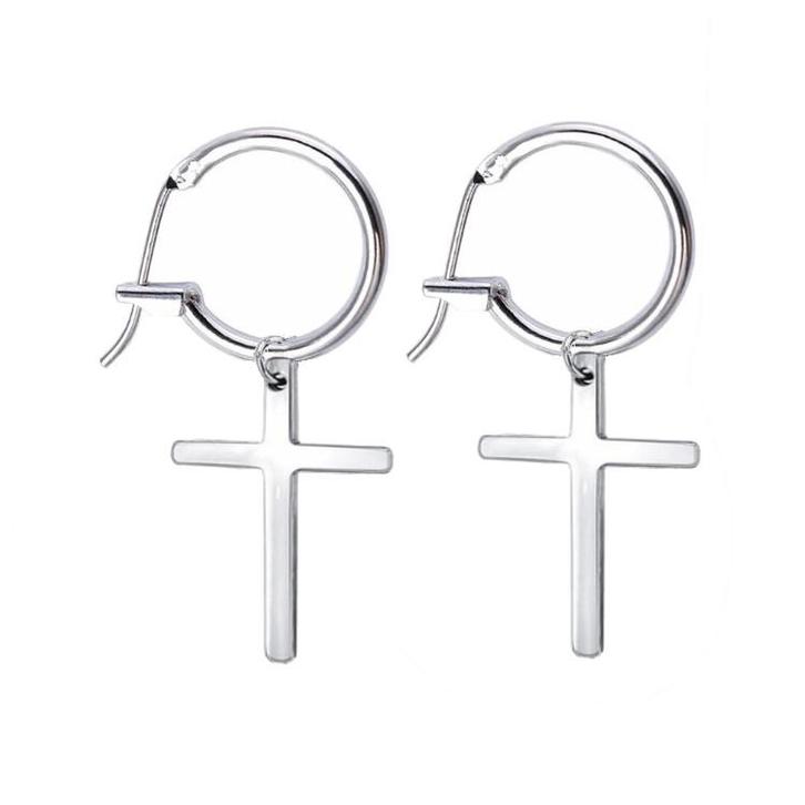 Fako Bijoux - Oorringen Met Kruisje - 14mm - Zilverkleurig, Sieraden, Tassen en Uiterlijk, Oorbellen, Verzenden
