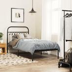 vidaXL Bedframe met hoofdbord metaal zwart 90x190 cm, Huis en Inrichting, 90 cm, Eenpersoons, Verzenden, Zwart