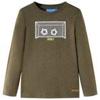 vidaXL Kindershirt met lange mouwen 92 gemêleerd kakikleurig, Verzenden, Nieuw