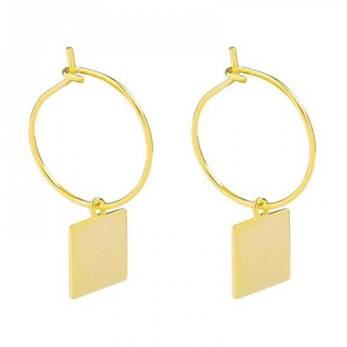 Oorbellen vierkante hangertjes - Verkleuren niet, Sieraden, Tassen en Uiterlijk, Oorbellen, Hangers, Goud, Nieuw, Overige materialen