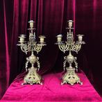 Kandelaber (2) - Verguld brons - Paar antieke kandelabers