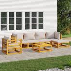 vidaXL 7-delige Loungeset met lichtgrijze kussens massief, Verzenden, Nieuw, Hardhout, Loungeset