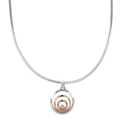 Witgouden spang met diamant hanger 14 karaat, Sieraden, Tassen en Uiterlijk, Kettingen, Wit, Zo goed als nieuw, Met hanger, Goud