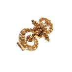 Vintage gouden S-broche van filigrain techniek (krul), Gebruikt, Overige kleuren, Ophalen of Verzenden, Met edelsteen