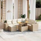 vidaXL 8-delige Loungeset met kussens poly rattan beige, Tuin en Terras, Tuinsets en Loungesets, Verzenden, Nieuw, Rotan, Loungeset