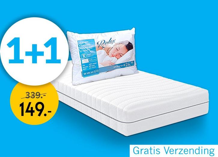 Eenpersoons pocketveermatras 1+1 voordeelset v.a. €149,00, Huis en Inrichting, Slaapkamer | Matrassen en Bedbodems, 70 cm of minder