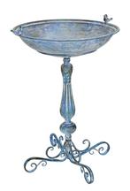 AN IRON BIRD BATH - ANTIQUE BLUE (Beeldjes - Decoratie), Verzenden