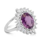 Ring - 18 karaat Witgoud - 6.49ct. tw. Granaat - Diamant -, Sieraden, Tassen en Uiterlijk, Ringen, Nieuw