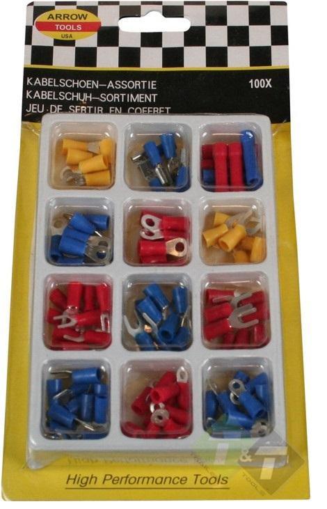 Kabelschoen Assortiment 100 Dlg - Kabelschoenen - Kabelverbi, Auto diversen, Autogereedschap, Nieuw, Ophalen of Verzenden