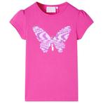 vidaXL Kindershirt met kapmouwen 116 donkerroze, Verzenden, Nieuw