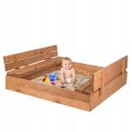 Zandbak met opvouwbare deksel & zitje - donker - 120 x 12..., Kinderen en Baby's, Ophalen of Verzenden, Nieuw