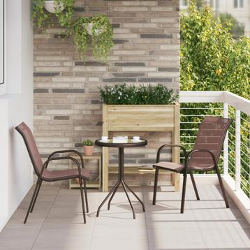 vidaXL 3-delige Bistroset voor in de tuin - Bruin Textileen beschikbaar voor biedingen