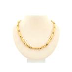 18 Krt. gouden Bamboo schakel ketting | 46 cm, Ophalen of Verzenden, Gebruikt, Overige kleuren, Goud