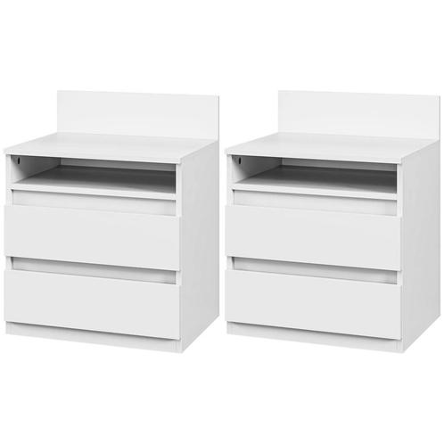 TRUUSK 2-delige Set Nachtkastje Met 2 Lades, Bijzettafel, Na, Huis en Inrichting, Slaapkamer | Nachtkastjes, Nieuw, Verzenden