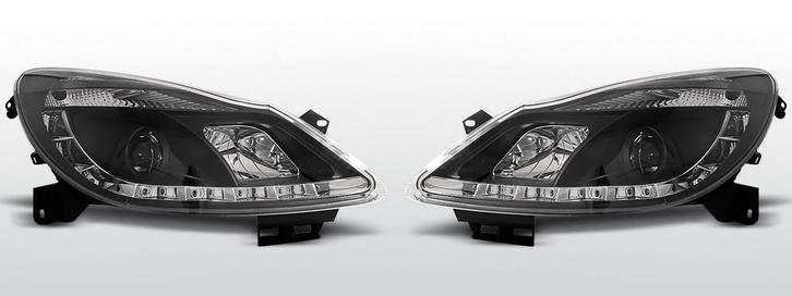 Koplampen LED DRL | Opel Corsa D 2006- | zwart, Auto-onderdelen, Verlichting, Nieuw, Opel, Verzenden