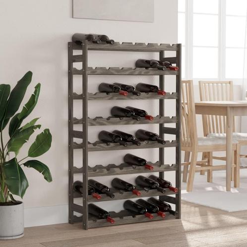vidaXL Wijnrek voor 56 flessen massief grenenhout grijs, Huis en Inrichting, Woonaccessoires | Wijnrekken, Nieuw, Verzenden