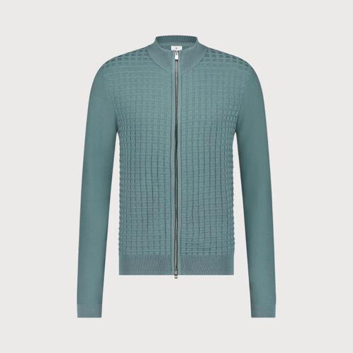 -40% Blue Industry  Blue Industry Structuur gebreid rits ves, Kleding | Heren, Truien en Vesten, Groen, Nieuw, Verzenden