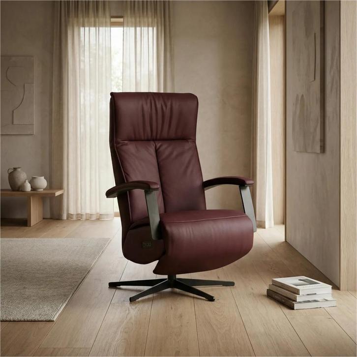 Leren relaxfauteuil met hartbalans Pure - Toledo Bordeaux, Huis en Inrichting, Fauteuils, 50 tot 75 cm, 75 tot 100 cm, Nieuw, Leer
