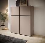 Meubella Dressoir Cainan beige zwart 119cm, Huis en Inrichting, Kasten | Dressoirs, 100 tot 150 cm, Verzenden, Nieuw, Modern