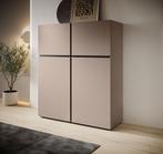 Meubella Dressoir Cainan beige zwart 119cm, Huis en Inrichting, Kasten | Dressoirs, 100 tot 150 cm, Verzenden, Nieuw, Modern