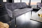 Design bank PARIS 160cm grijs fluwelen rugleuning gouden, Ophalen of Verzenden, Nieuw