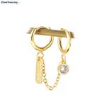 Gold plated double love huggie oorringen, Verzenden, Nieuw, Zilver