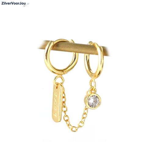 Gold plated double love huggie oorringen, Sieraden, Tassen en Uiterlijk, Oorbellen, Nieuw, Verzenden