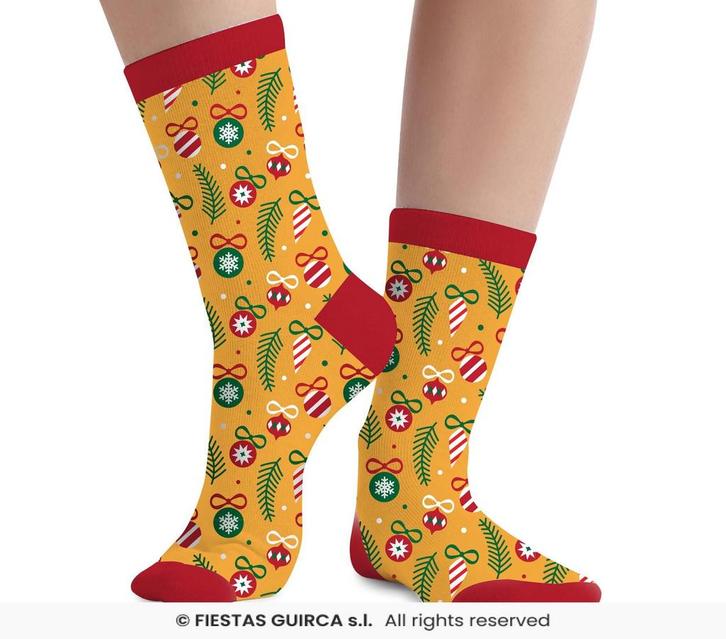 Sokken Kerstballen Oker Geel Volwassenen, Hobby en Vrije tijd, Feestartikelen, Nieuw, Ophalen of Verzenden
