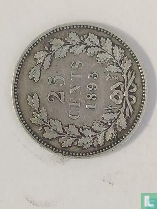 Nederland 25 cents 1893, Postzegels en Munten, Munten | Nederland, Losse munt, Goud, Zilver, Verzenden