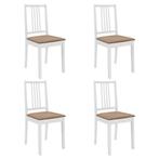 vidaXL Eetkamerstoelen met kussens 4 st massief hout wit, Huis en Inrichting, Stoelen, Verzenden, Nieuw, Wit