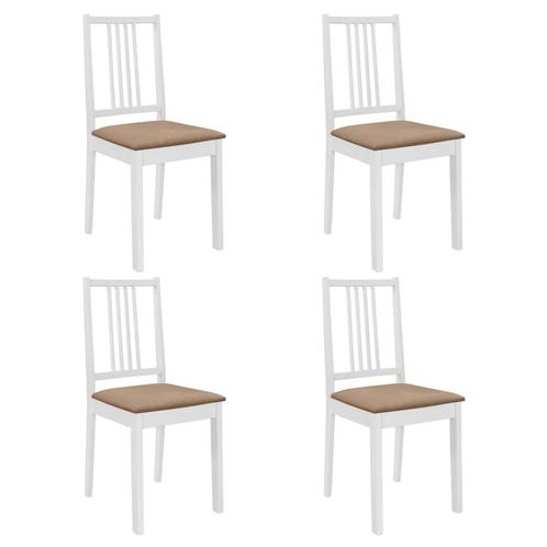 vidaXL Eetkamerstoelen met kussens 4 st massief hout wit, Huis en Inrichting, Stoelen, Wit, Nieuw, Verzenden