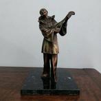 sculptuur, Pierrot - 26 cm - Gepatineerd brons, Antiek en Kunst, Antiek | Keramiek en Aardewerk