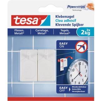 Klevende spijker | Tesa | 2 stuks | 2 kg (Tegels, Metaal), Doe-het-zelf en Verbouw, IJzerwaren en Bevestigingsmiddelen, Nieuw