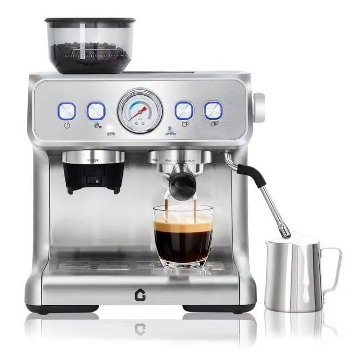 RVS Espresso Machine 20 Bar met Bonenmaler en Melkopschuimer, Witgoed en Apparatuur, Koffiezetapparaten, Nieuw, Verzenden