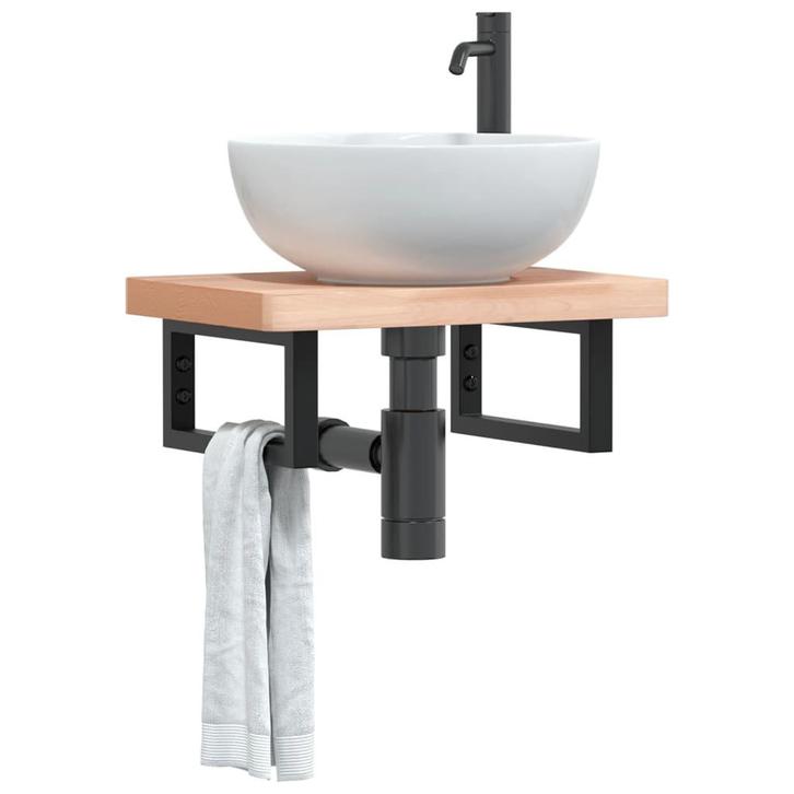 vidaXL Badkamer wandschap staal en massief beukenhout, Huis en Inrichting, Tafels | Kaptafels, Nieuw, Verzenden