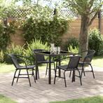 vidaXL 5-delige tuin eetset zwart poly riet, Tuin en Terras, Verzenden, Nieuw, Rotan