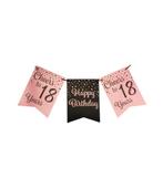 Banner 18 Jaar Roze Zwart 6m, Hobby en Vrije tijd, Feestartikelen, Verzenden, Nieuw