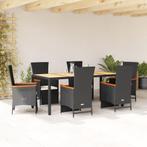 vidaXL 7-delige Tuinset met kussens poly rattan zwart, Tuin en Terras, Tuinsets en Loungesets, 6 zitplaatsen, Nieuw, Tuinset, Verzenden