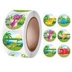 500 Stickers Op Rol - 2.5cm - Dinosaurus Cartoon -, Verzenden, Nieuw