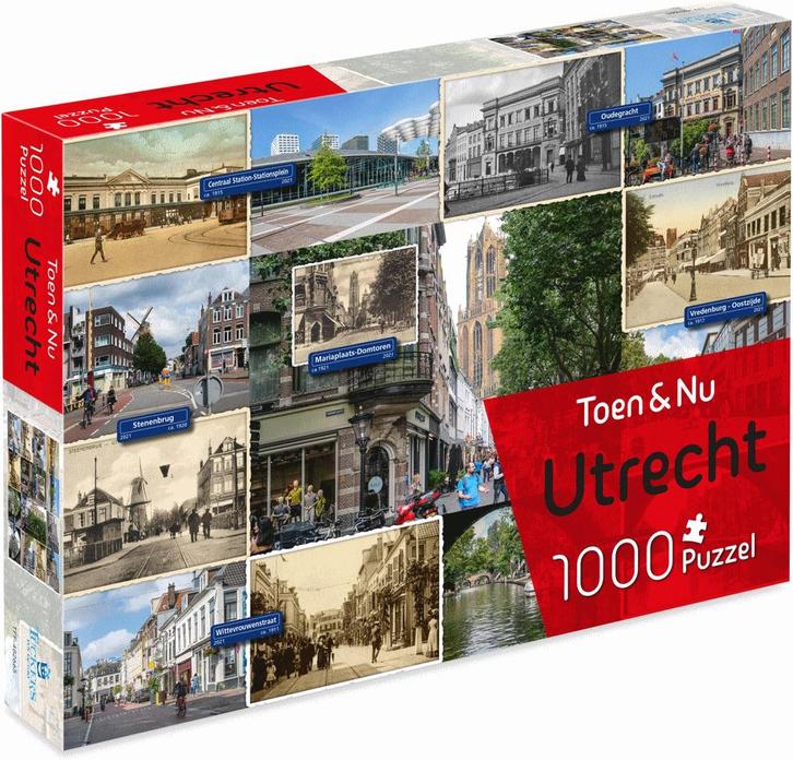 Toen & Nu - Puzzel Utrecht (1000 stukjes) | Tuckers Fun, Hobby en Vrije tijd, Denksport en Puzzels, Nieuw, Verzenden