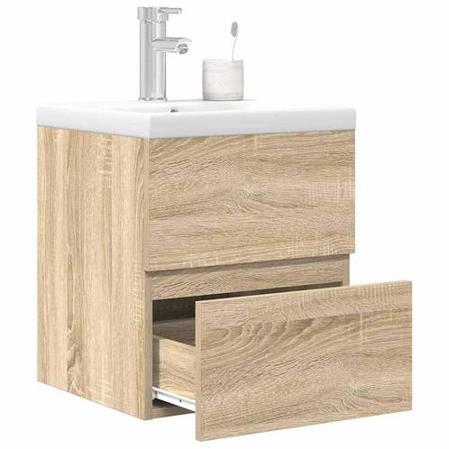 vidaXL 2-delige Badkamermeubelset bewerkt hout sonoma, Huis en Inrichting, Badkamer | Badkamermeubels, Nieuw, Verzenden