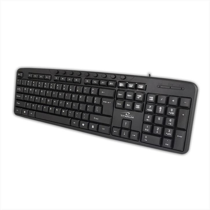 Titanum TK111 USB multimedia Toetsenbord Zwart, Computers en Software, Toetsenborden, Multimediatoetsen, Bedraad, Qwerty, Nieuw
