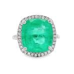 Ring Platina - 6.44ct. tw. Smaragd - Diamant - Groen, Nieuw