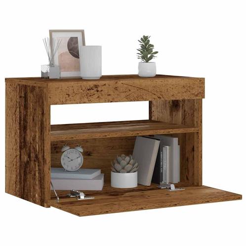 vidaXL Nachtkastje met LED 60x35x40 cm bewerkt hout oud hout, Huis en Inrichting, Slaapkamer | Nachtkastjes, Nieuw, Hout, Verzenden