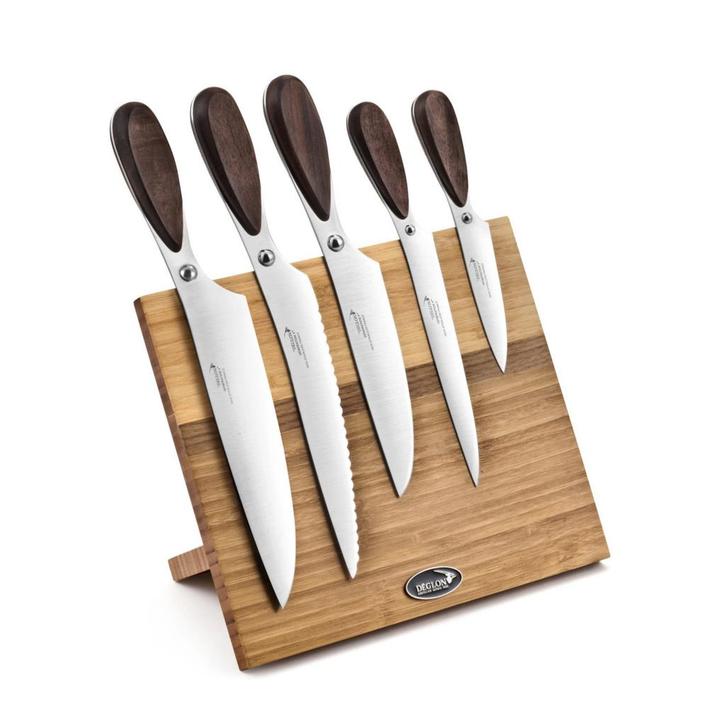 Déglon 5-delige messenset – Magnetisch bamboe blok – Wa, Huis en Inrichting, Keuken | Bestek, Bestekset, Nieuw, Hout, Ophalen of Verzenden