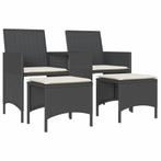 Tuinbank met Tafel & Voetenbank Zwart - Tweedekansje OP=OP!, Ophalen of Verzenden, Nieuw, Rotan